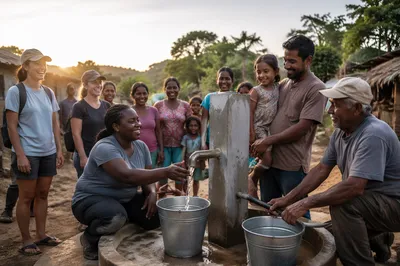 Village Families Around New Water Well