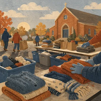 Church Clothing Donation Drive in Autumn