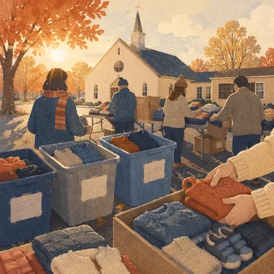 Church Clothing Donation Drive in Autumn
