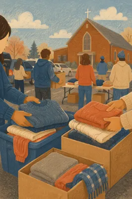 Church Parking Lot Clothing Donation Drive