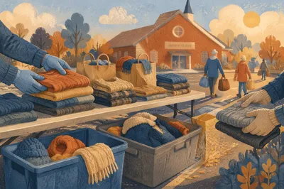 Church Clothing Donation Drive in Autumn
