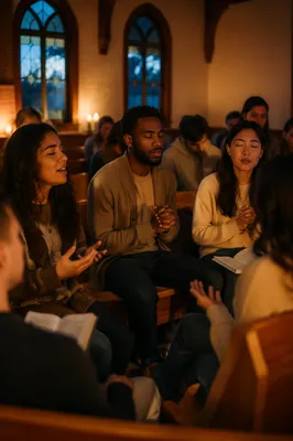 College Students Gathered in Campus Chapel