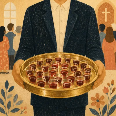 Gold Communion Tray With Individual Cups