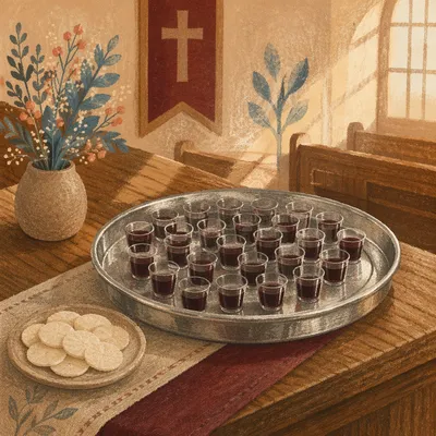 Communion Tray with Individual Grape Juice Cups