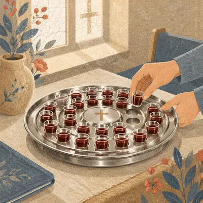 Communion Tray with Individual Grape Juice Cups