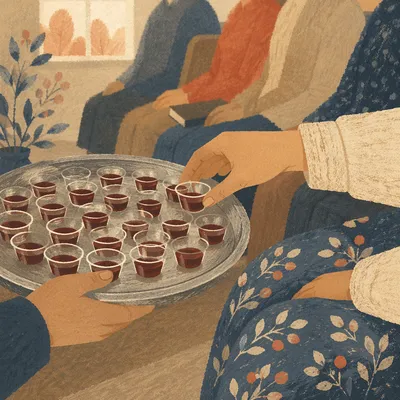 Communion Tray with Individual Cups in Worship