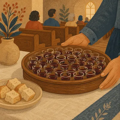 Communion Tray with Individual Grape Juice Cups
