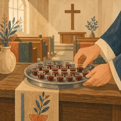 Communion Cups Prepared in Quiet Chapel