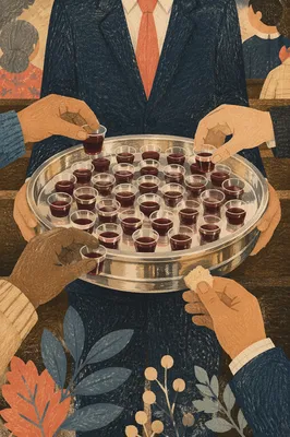 Individual Communion Cups in Silver Tray