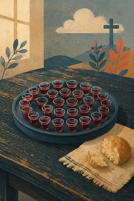 Communion Tray with Individual Grape Juice Cups