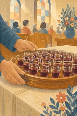 Communion Tray with Individual Cups Close-Up