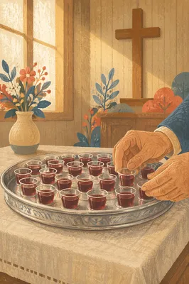 Reverent Communion Tray with Individual Cups