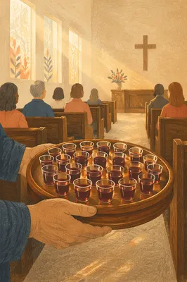 Communion Tray with Individual Grape Juice Cups