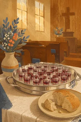 Communion Tray with Ruby Juice Glasses
