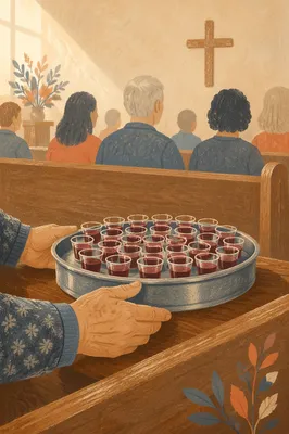 Communion Tray with Small Glass Cups