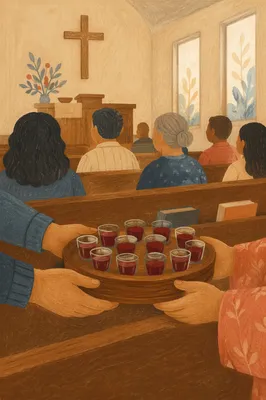 Communion Tray Passed in Humble Chapel