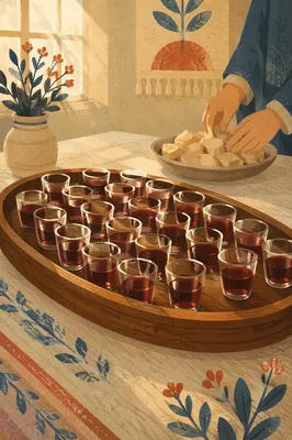 Individual Communion Cups on Wooden Tray