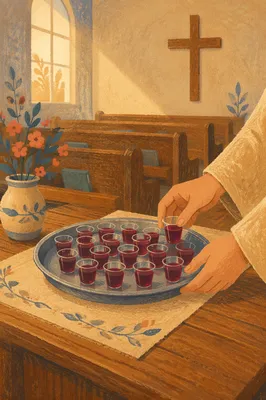 Communion Cups Prepared in Quiet Chapel