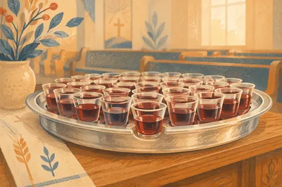 Communion Tray with Individual Grape Juice Cups