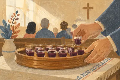 Individual Communion Cups in Morning Chapel Light