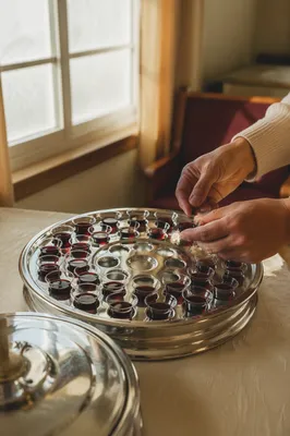 Communion Cups Prepared Before Worship Service