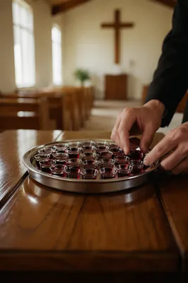 Communion Cups Prepared in Quiet Chapel