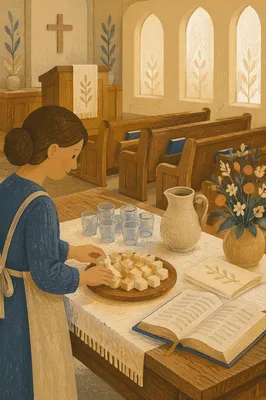 Communion Preparation Table in Quiet Church