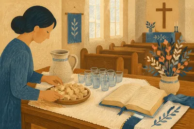 Communion Preparation Table in Quiet Church