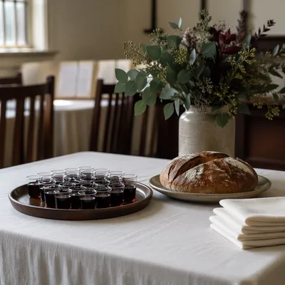 Communion Preparation Table in Quiet Church
