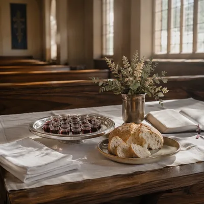 Communion Preparation Table in Quiet Church