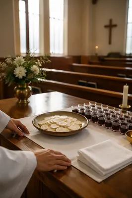 Communion Preparation Table Before Church Service
