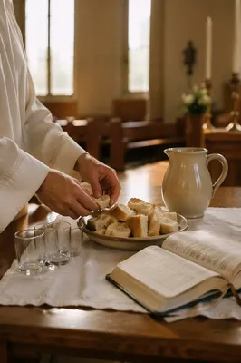 Communion Preparation Table in Quiet Church