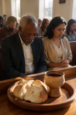 Communion Bread and Wine in Chapel