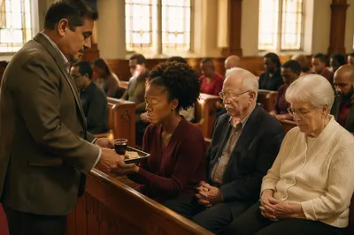 Communion Service in Traditional Church Sanctuary