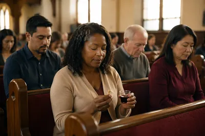 Congregation Sharing Communion in Warm Sanctuary