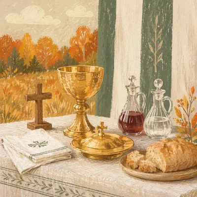 Outdoor Communion Table with Chalice and Bread