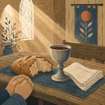 Rustic Communion Table in Morning Prayer