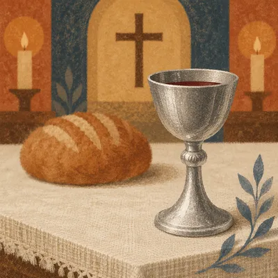 Communion Bread and Silver Chalice