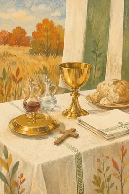 Outdoor Communion Table with Chalice and Bread