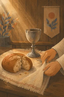 Rustic Communion Table in Morning Light