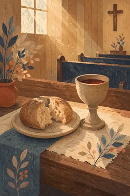 Quiet Communion Table in Wooden Chapel