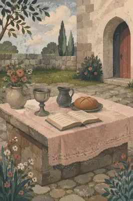 Rustic Outdoor Communion Table with Chalice