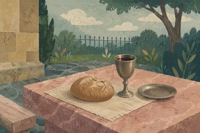 Rustic Communion Bread and Chalice Courtyard