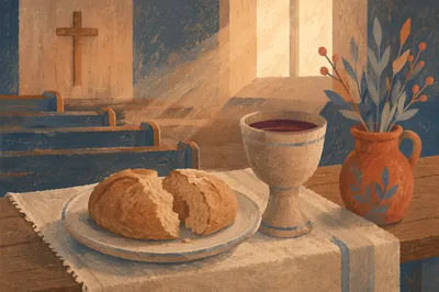 Quiet Communion Table in Wooden Chapel