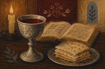 Communion Table with Chalice and Bread
