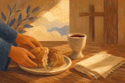 Humble Communion Table in Wooden Chapel
