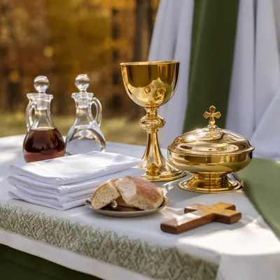 Outdoor Communion Table with Chalice and Bread