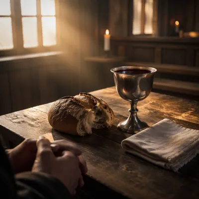 Quiet Communion Table in Wooden Chapel