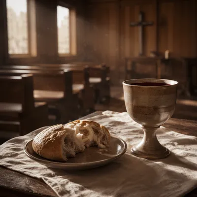 Quiet Communion Table in Wooden Chapel