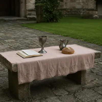 Rustic Outdoor Communion Table with Chalice